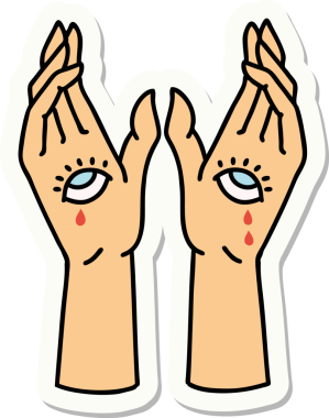 Bir insan tarafından çizilmiş geleneksel mistik eller stili dövme çıkartması.