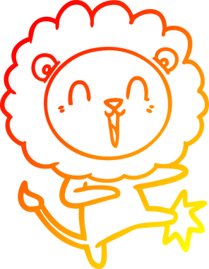 Bir insan tarafından çizilmiş gülen aslan karikatürü.