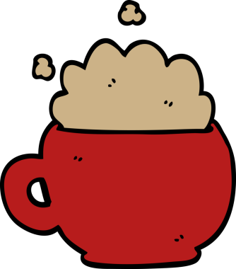 Bir insan tarafından çizilmiş köpüklü latte.