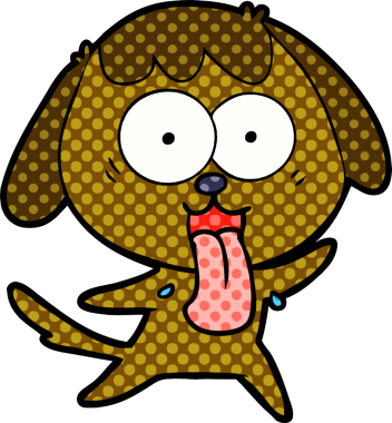 Bir insan tarafından çizilmiş şirin bir çizgi film köpeği.