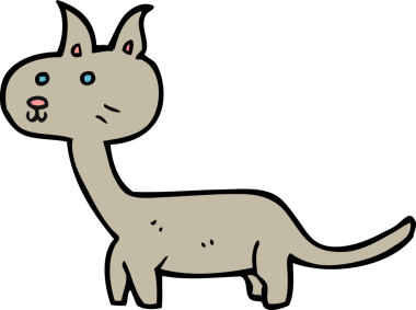 Bir insan tarafından çizilmiş çizgi film kedisi.