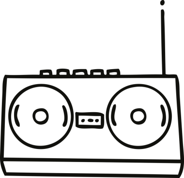 Bir insan tarafından çizilmiş bir müzik setinin çizgi çizimi