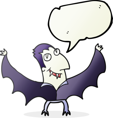 Bir insan tarafından çizilmiş serbest konuşma balonu karikatürü vampiri.