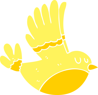 Bir insan tarafından çizilen uçan kuşun düz renk çizimi