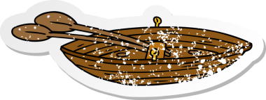 Bir insan tarafından çizilmiş ahşap bir teknenin çizilmiş karikatürü.