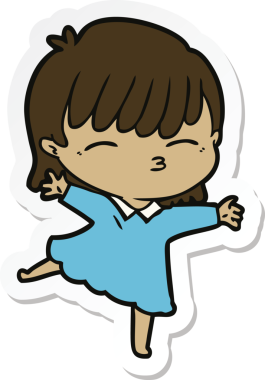 Bir insan tarafından çizilmiş bir karikatür kadının çıkartması.