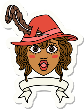 İnsan ozan karakterinin bir insan tarafından çizilmiş etiketi.