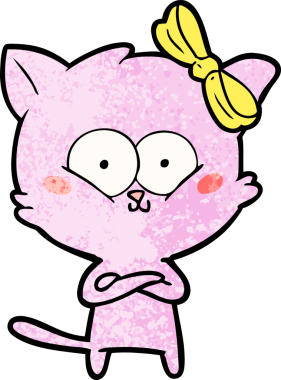 Bir insan tarafından çizilmiş çizgi film kedisi.