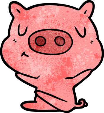 Bir insan tarafından çizilmiş çizgi film içerikli domuz.