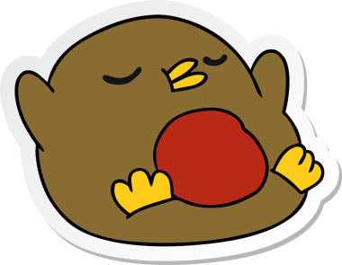 Bir insan tarafından çizilmiş serbest sticker çizgi film Şirin kawaii kırmızı robin