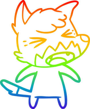 Bir insan tarafından çizilmiş kızgın bir tilkinin gökkuşağı gradyanı çizimi