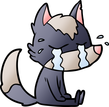 Bir insan tarafından çizilmiş ağlayan kurt çizgi filmi.