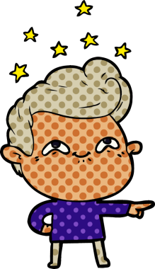 Bir insan tarafından çizilmiş heyecanlı bir çizgi film.