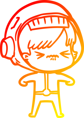 Bir insan tarafından çizilmiş bir astronot kadın çizgi çizimi.