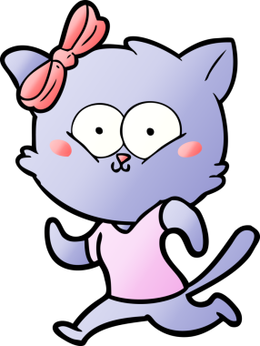 Bir insan tarafından çizilmiş çizgi film kedisi.