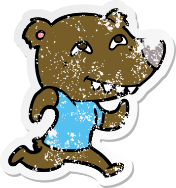 Bir insan tarafından çizilmiş karikatür ayısının sıkıntılı çıkartması.