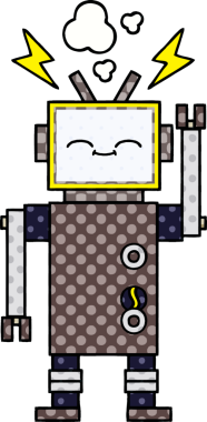 bir insan tarafından çizilmiş bir robotun çizgi roman tarzı