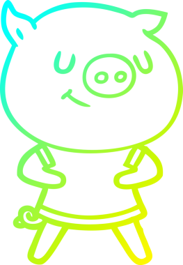 Bir insan tarafından çizilmiş mutlu çizgi film domuzu çizimi.