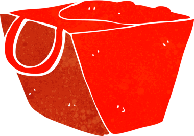 Bir insan tarafından çizilmiş makarna kutusu.