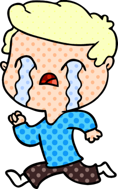 Bir insan tarafından çizilmiş ağlayan çizgi film adamı.