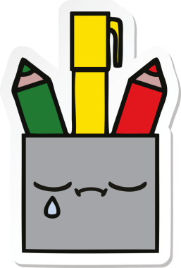 Bir insan tarafından çizilmiş şirin bir kalem kapının çıkartması.