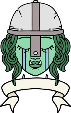 Retro Dövme Tarzı Ağlayan Ork Savaşçısı karakteri bir insan tarafından çizilmiş