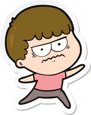 Bir insan tarafından çizilmiş bir karikatür çıkartması.