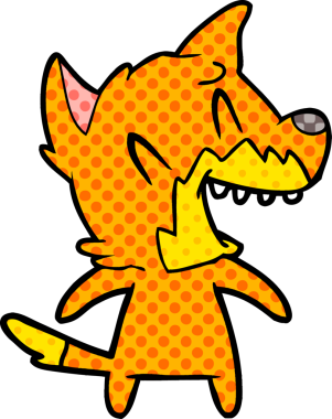 Bir insan tarafından çizilmiş tilki çizgi film karakteri