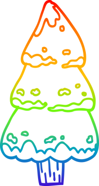 gökkuşağı gradyan çizgi çizimi bir insan tarafından çizilmiş çam ağaçları