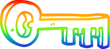 Gökkuşağı gradyan çizgi çizimi Bir insan tarafından çizilmiş altın anahtar