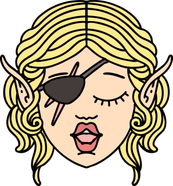 Retro Dövme Tarzı Elf düzenbaz karakter yüzü Bir insan tarafından çizildi