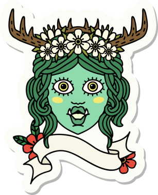 Bir insan tarafından çizilmiş bir ork Druid karakterinin çıkartması