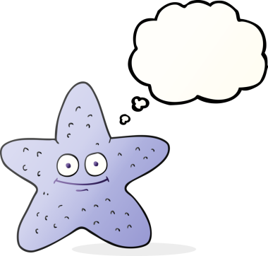 Bir insan tarafından çizilmiş serbest çizim düşünce baloncuğu denizyıldızı.