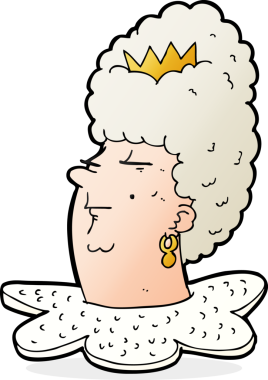 Bir insan tarafından çizilmiş karikatür kraliçesi kafası.