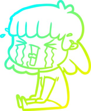 Bir insan tarafından çizilmiş göz yaşları içinde bir çizgi film kadını çizimi.