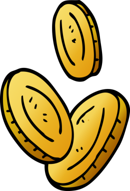 Bir insan tarafından çizilmiş altın sikkeler.