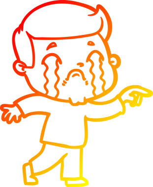 Bir insan tarafından çizilmiş ağlayan bir çizgi film karakteri çizimi.