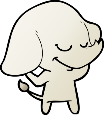 Bir insan tarafından çizilmiş gülümseyen bir fil.