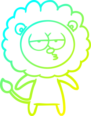 Bir insan tarafından çizilen ve canı sıkılan bir aslanın soğuk çizgi çizimi.