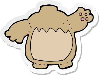 Bir insan tarafından çizilmiş oyuncak ayı vücudunun çıkartması.