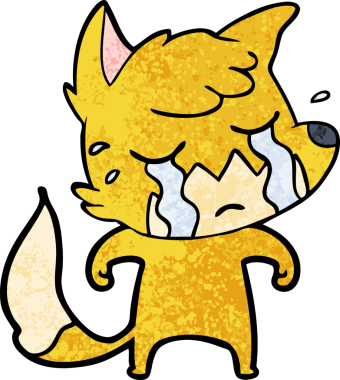 Bir insan tarafından çizilmiş ağlayan tilki çizgi filmi.