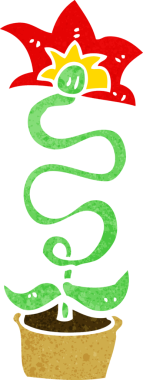 Bir insan tarafından çizilmiş karikatür çiçeği