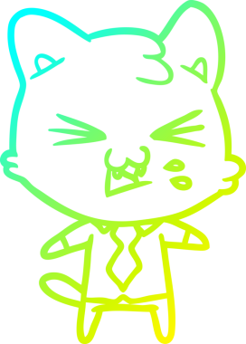 Bir insan tarafından çizilen çizgi film kedisinin soğuk gradyan çizimi