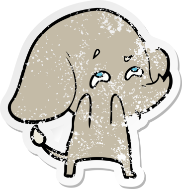 Bir insan tarafından çizilmiş karikatür filinin sıkıntılı çıkartması