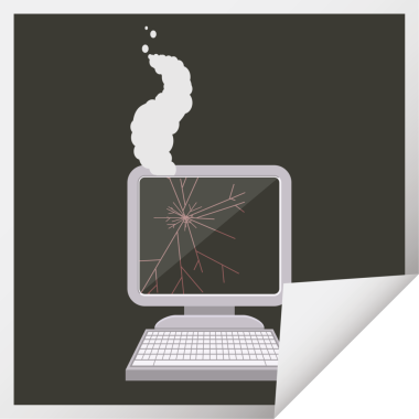 Bir insan tarafından çizilmiş kırık bilgisayar grafik vektör illüstrasyon kare etiketi