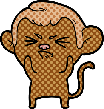 Bir insan tarafından çizilmiş sinir bozucu bir maymun.