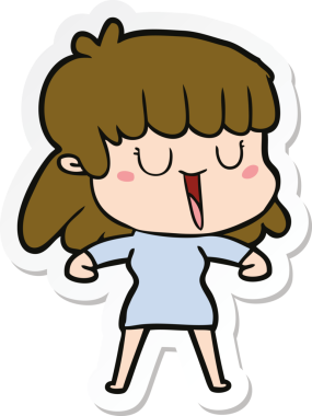 Bir insan tarafından çizilmiş bir karikatür kadının çıkartması.