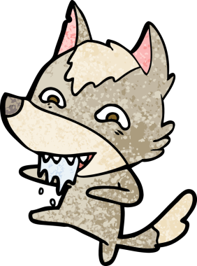 Bir insan tarafından çizilmiş aç kurt çizgi filmi.