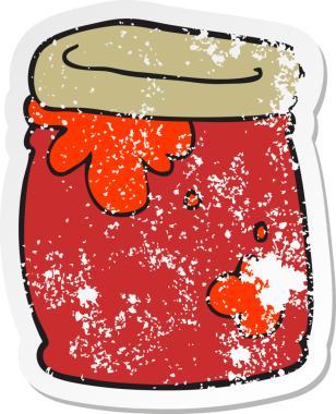 Bir insan tarafından çizilmiş reçel kavanozunun gerilimli reçel etiketi.