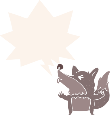 Cadılar Bayramı 'nda bir insan tarafından çizilmiş eski moda konuşma balonuyla uluyan kurtadam çizgi filmi.